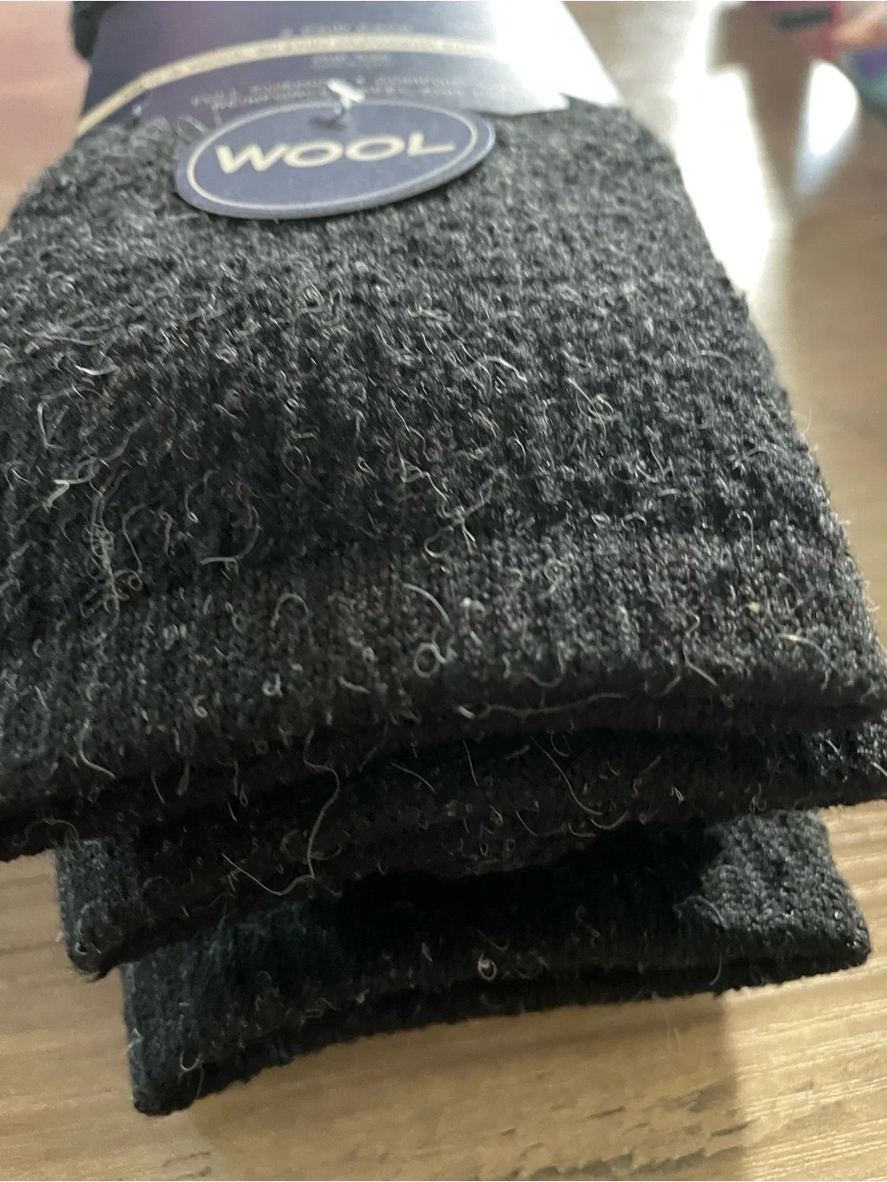 GH Bass Men’s Black Wool blend Outdoor cushioned crew socks 2pr size 10-13 New